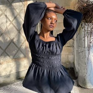 HillHouse Home Black Long Puff Sleeved Top